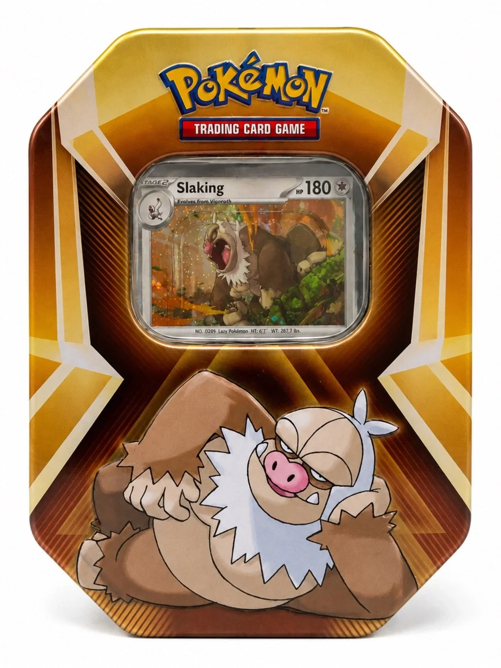 Pokémon Slaking Tin 3 foils 1 code and 3 TCG Booster Packs